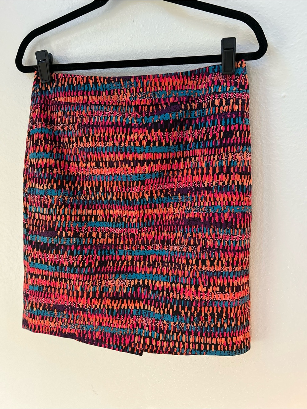 Ann Taylor Multicolor Textured Mini Skirt in Coral, Teal, Fuchsia and Black